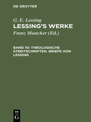 cover image of Theologische Streitschriften. Briefe von Lessing